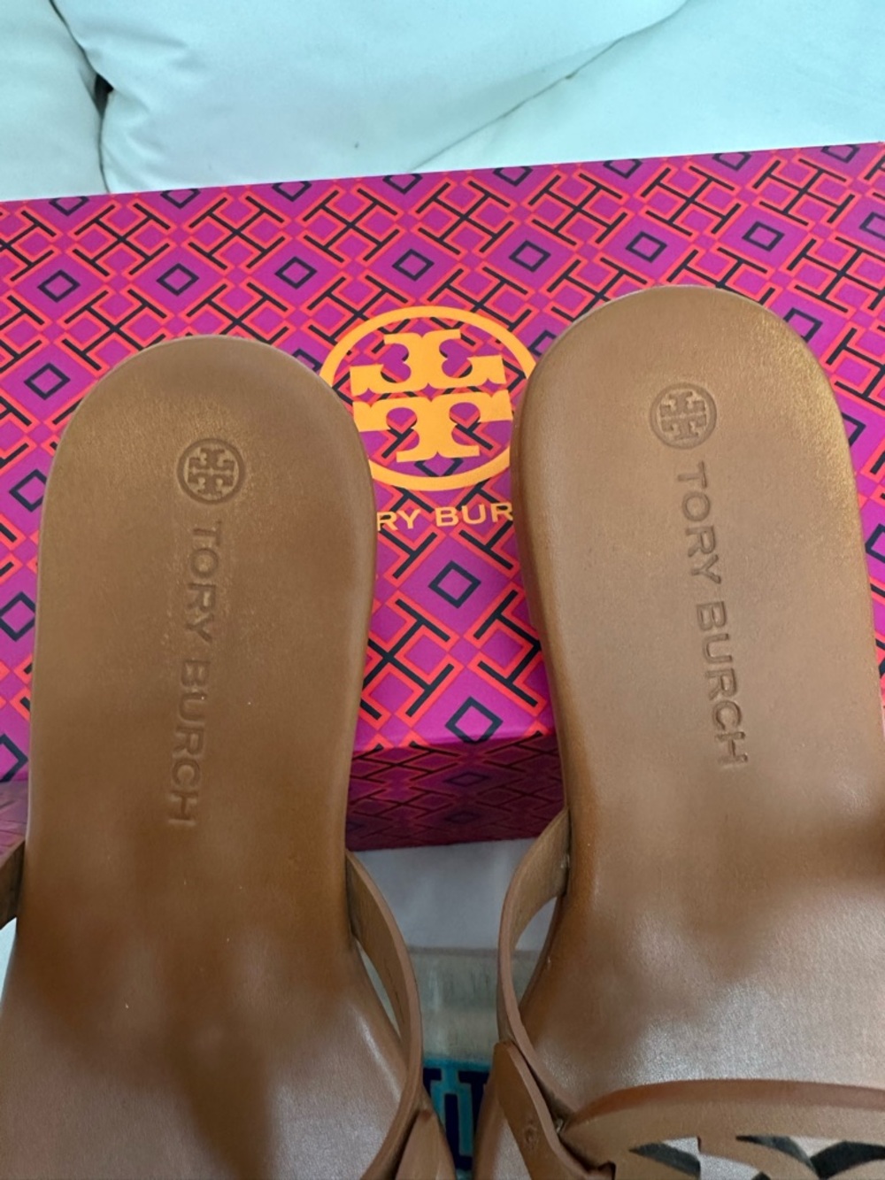 Tory Burch Leather Miller Sandals | Bourbon Miele | Size 9.5 - Picture 2 of 7
